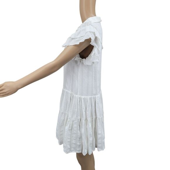 Fanco Cotton White Ruffle Sleeve Midi Dress - Picture 2 of 10